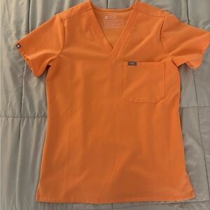 Figs Shaka Orange V-Neck Scrub Top